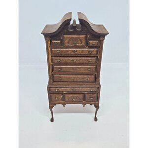 Vtg Artisan Dollhouse Miniature Chippendale Style Highboy Dresser  Cabriole Legs